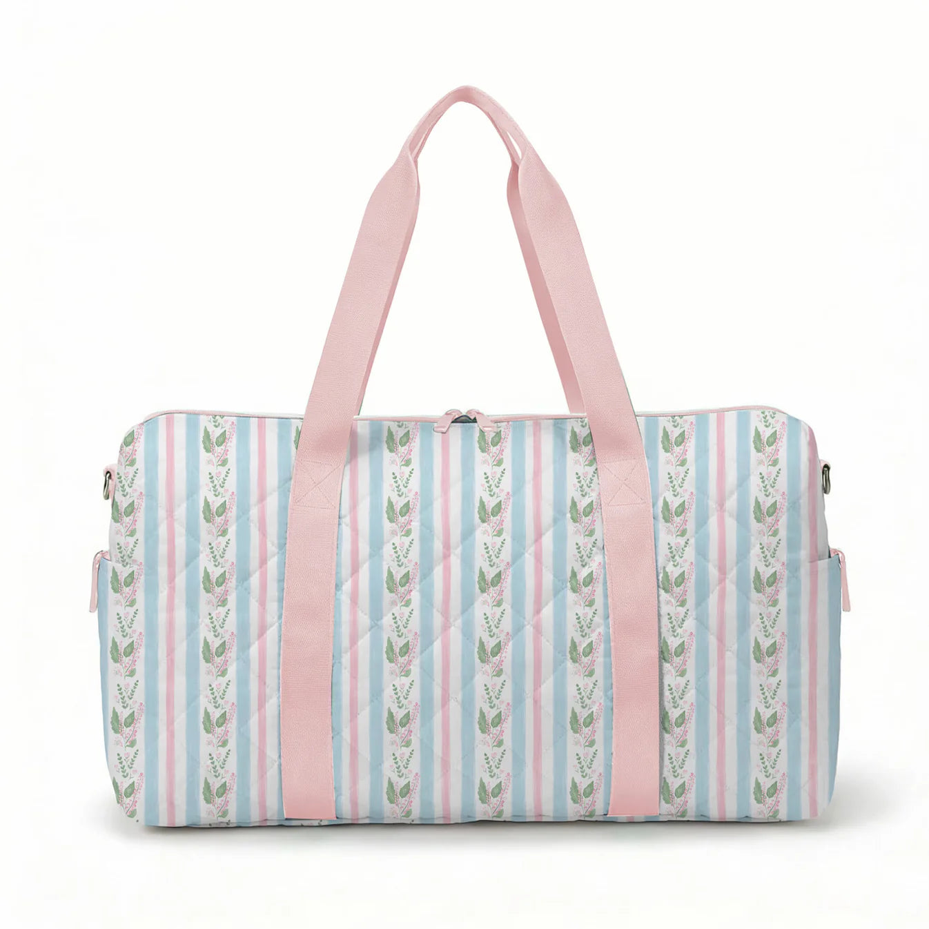 Blue Floral Stripe Quilted Duffle