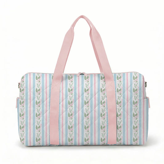 Blue Floral Stripe Quilted Duffle