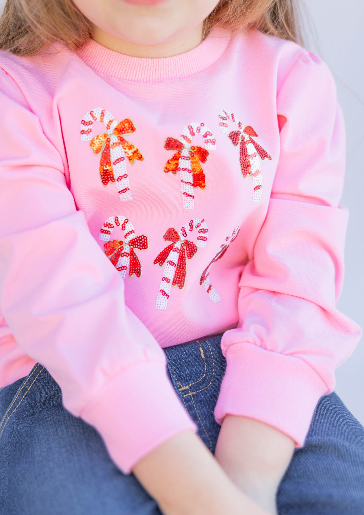 CANDYCANE SEQUIN LONGSLEEVE PUFF SHIRT