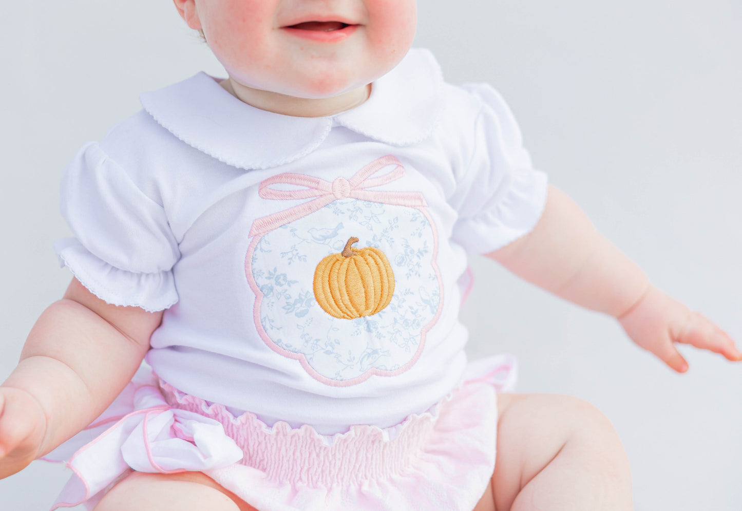 Bow Applique with Mini Pumpkin Shirt