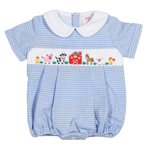 Farm Animal Smocked Boys Bubble