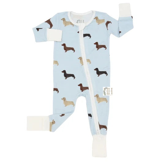 Boys Dachshund Double Zipper Romper