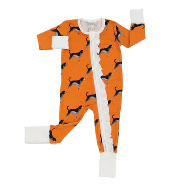 Ruffle Coonhound Zipper Romper