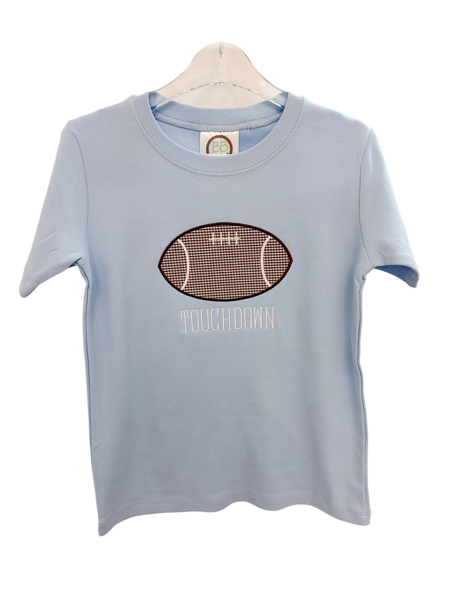 Football “Touchdown” Light Blue Short Sleeve Tee