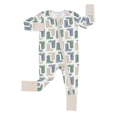 Boys Boots Double Zipper Romper