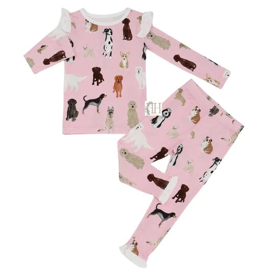 Girls Multi Dog Ruffle Loungewear Set