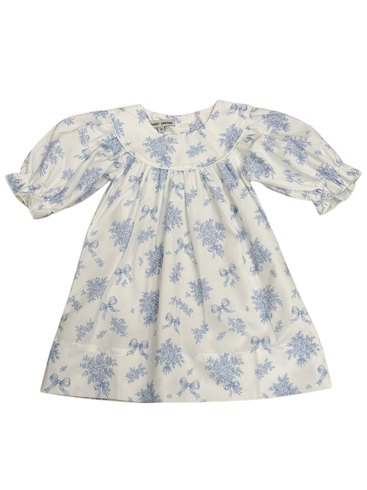 Evie Blue Floral Bow Print Dress