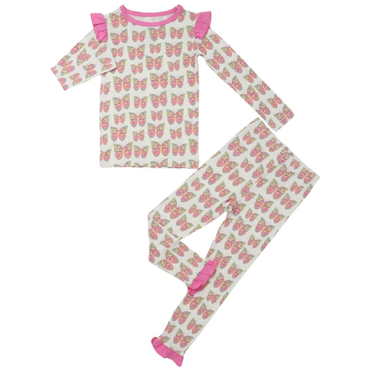 Girls Butterfly Ruffle Loungewear Set