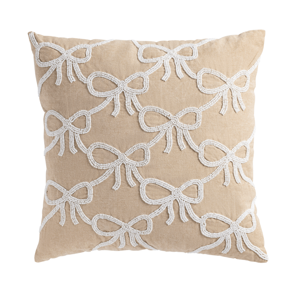Square Beaded Bow Pillow
