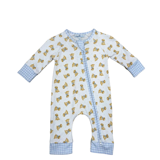 Blue Sweet Golden Print Zip Playsuit