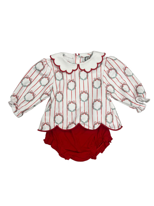 Red Wreath Bloomers Set