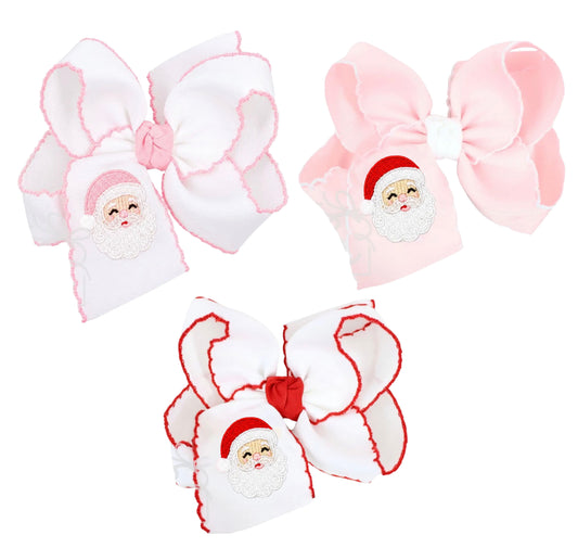 Embroidered Santa Crochet Edge Bows