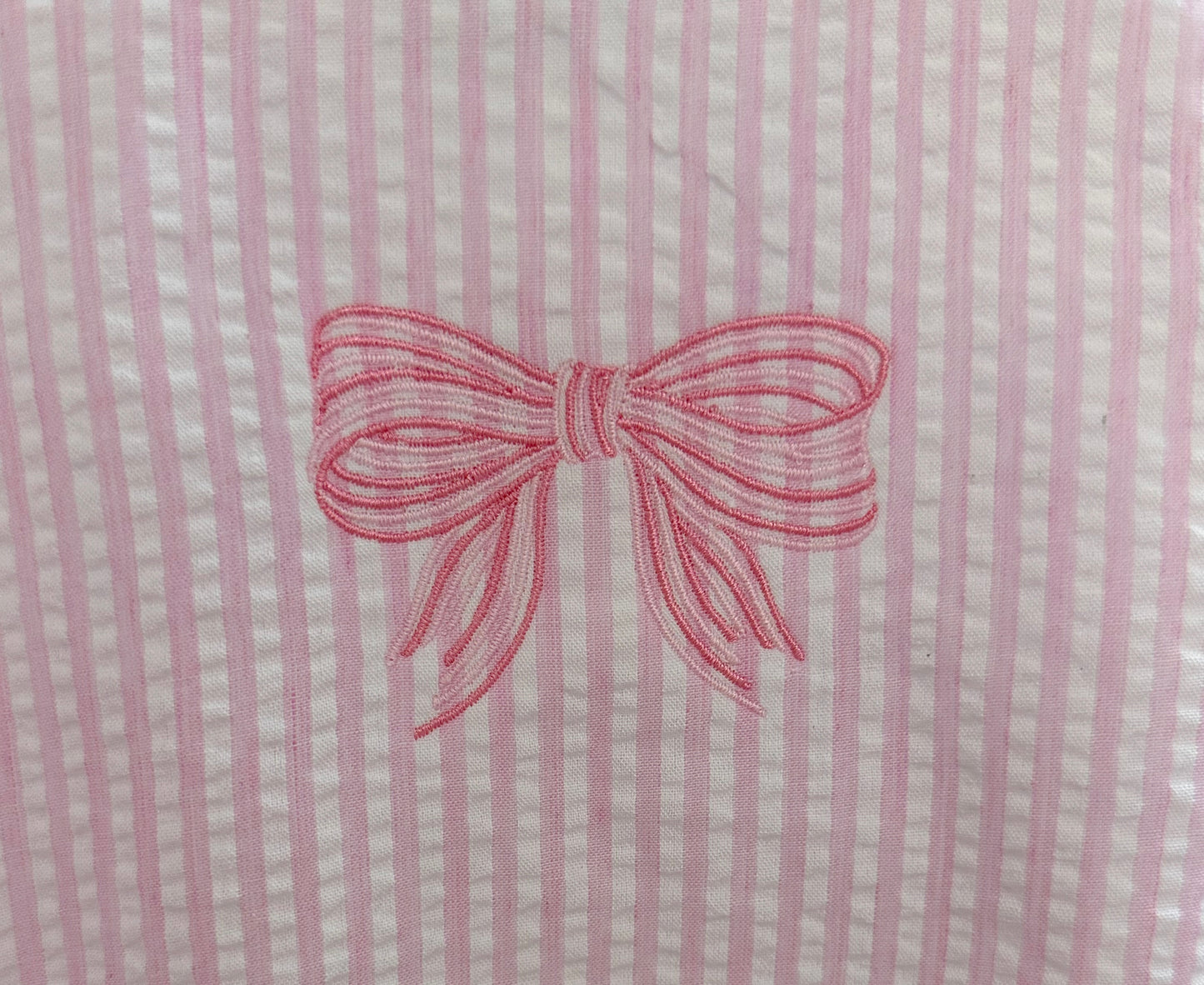 Light Pink Seersucker Bubble with Bow