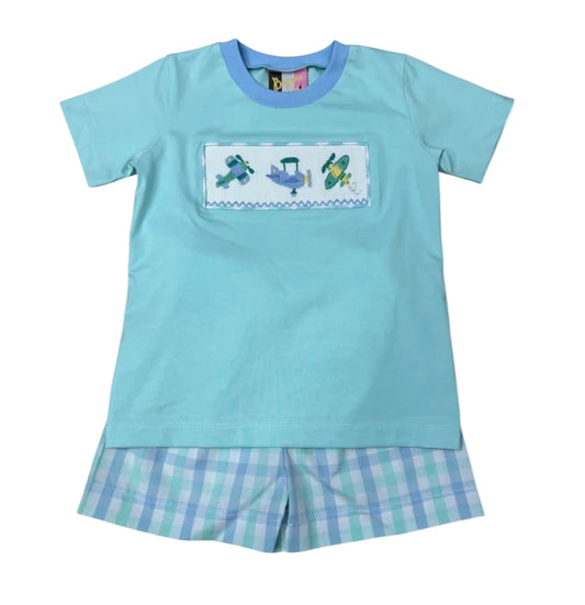 Airplane Smocked Short Set