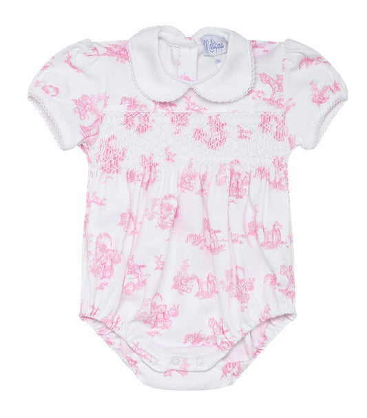 Pink Toile Smocked Bubble