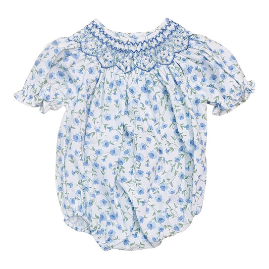 Glory Blue Floral Smocked Bubble