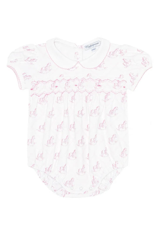 Pink Rocking Horse Smocked Bubble