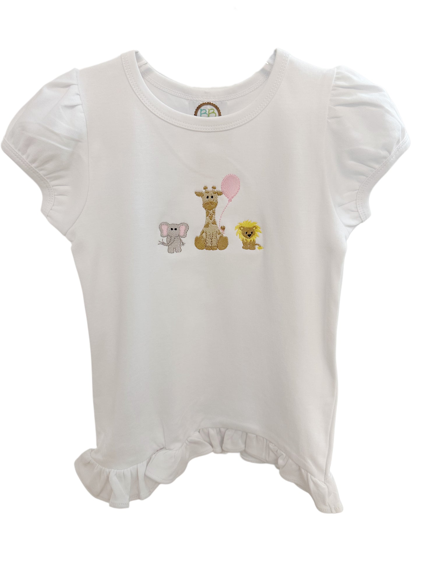 Zoo Birthday Trio Short Sleeve Ruffle Tee