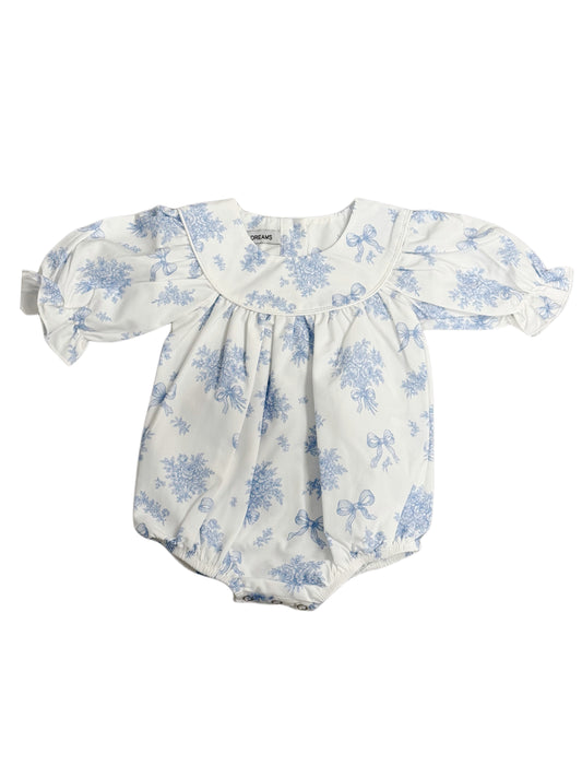 Evie Blue Floral Bow Print Bubble