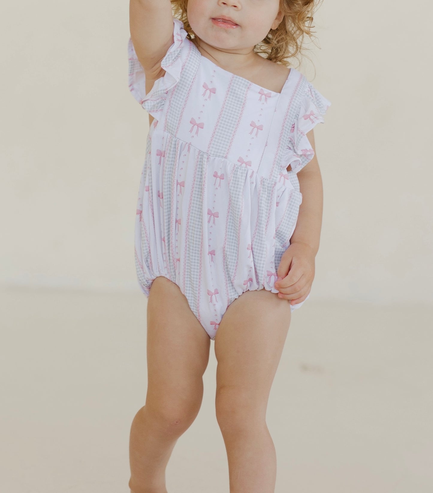 Gingham & Bows Ruffle Romper