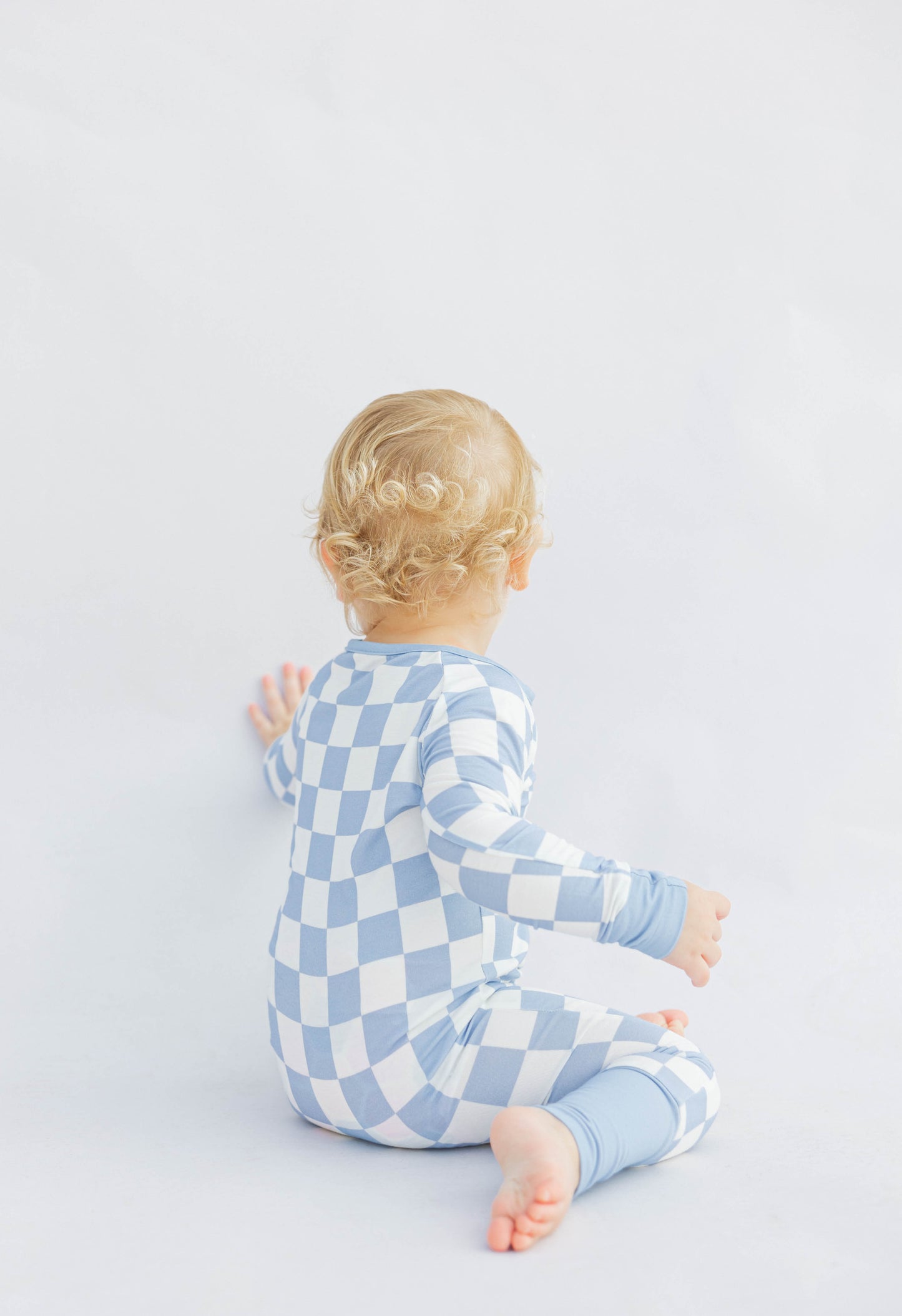 Bamboo Zip Romper | Blue Checkered