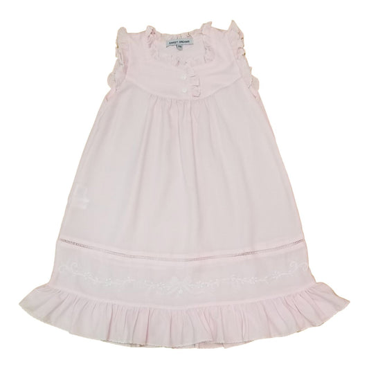 Shadow Stitch Embroidered Bow Pink Gown