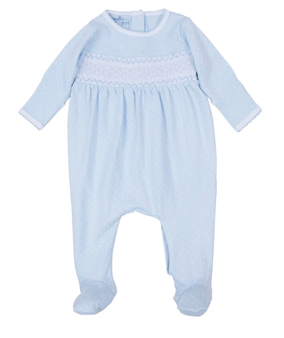 Simply Sweet Smocked Footie - Blue