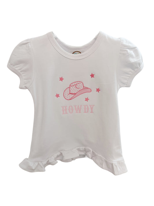 “Howdy” Cowgirl Hat Short Sleeve Ruffle Tee