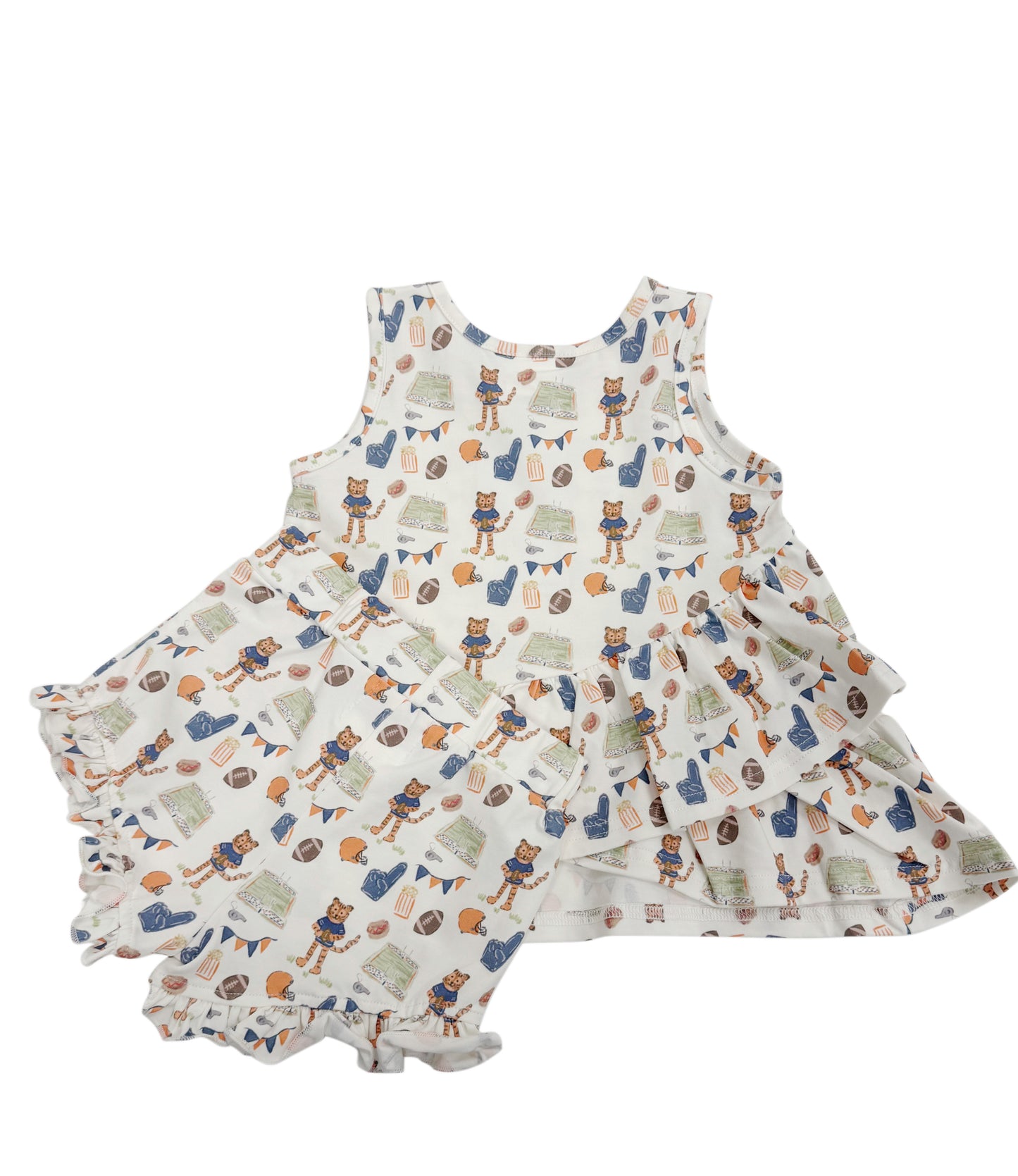 Rosie Ruffle Back Top with Sadie Claire Shorts- Game Day Tiger