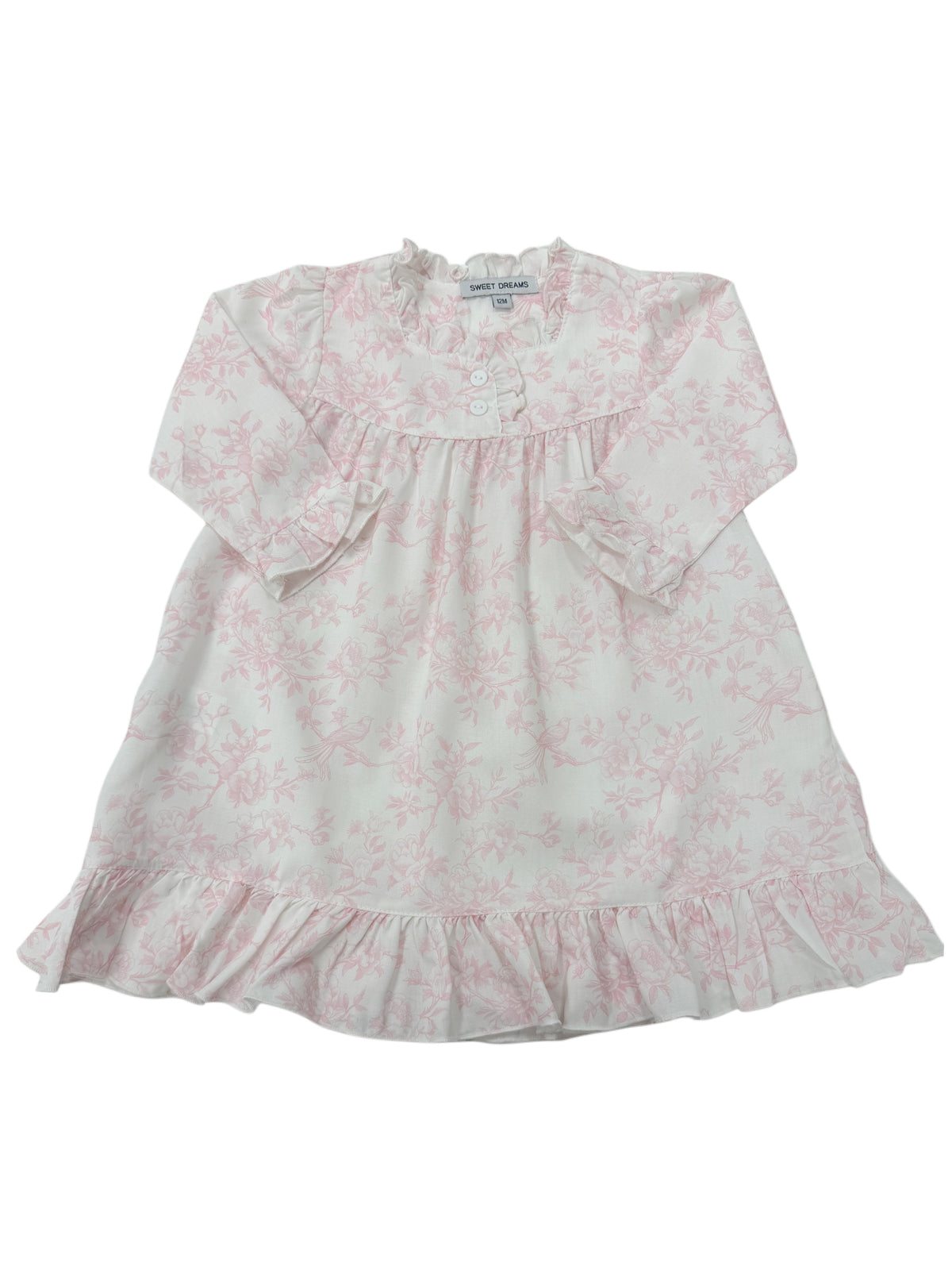Victoria Pink Toile Print Long Sleeves Gown