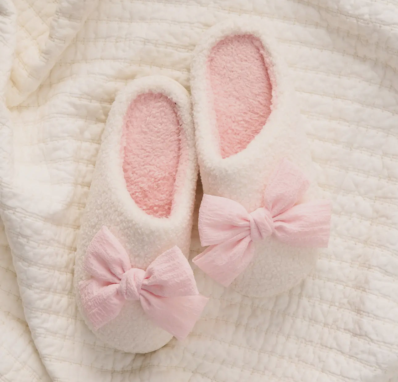 Fuzzy Bow Slippers