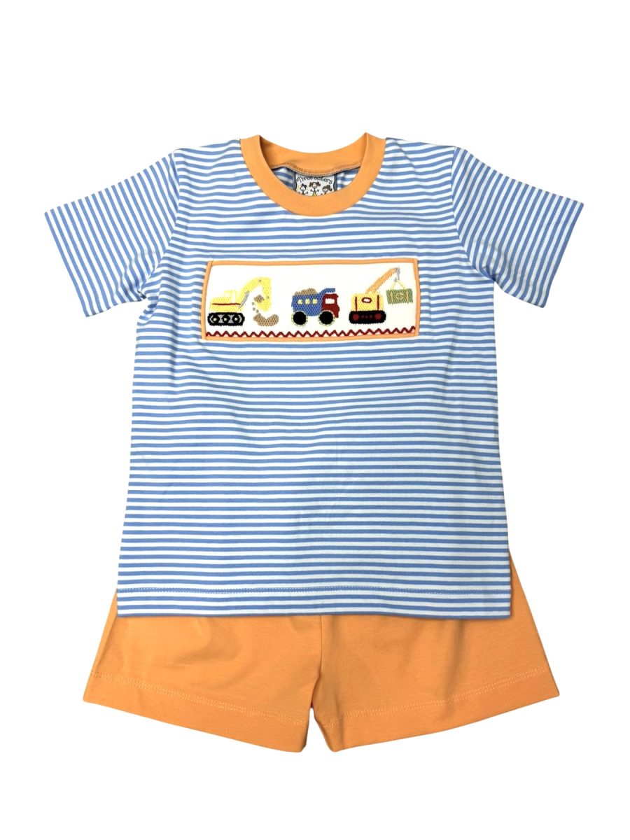 Construction Smocked Boys Short Set