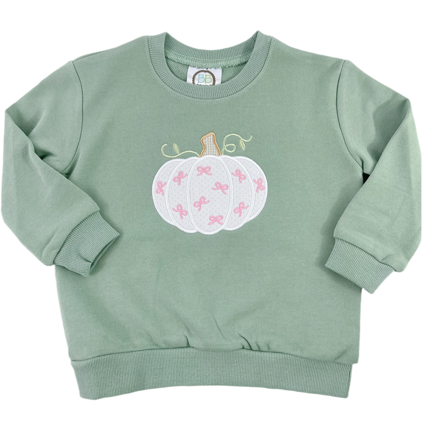 Olive Pumpkin Bow Sweatshirt