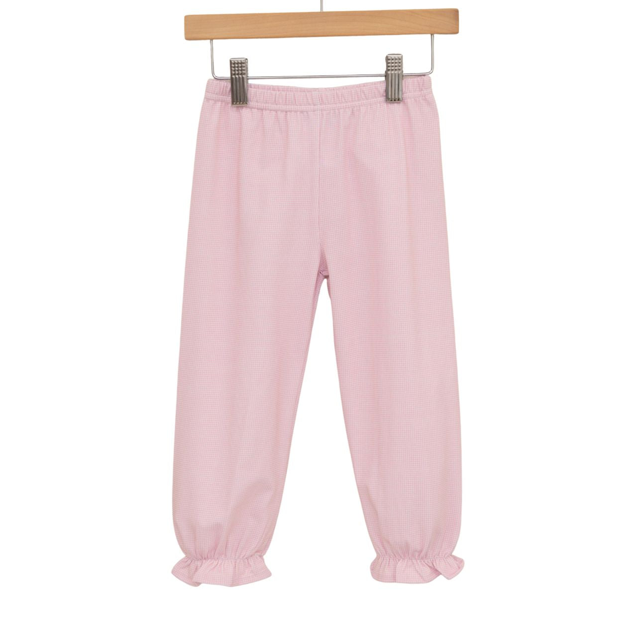 Ruffle Bloomer Pants-Light Pink Micro Gingham