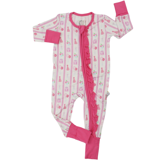 Girls Birthday Ruffle Zipper Romper