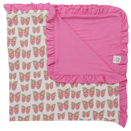Girls Butterfly Stroller Blanket