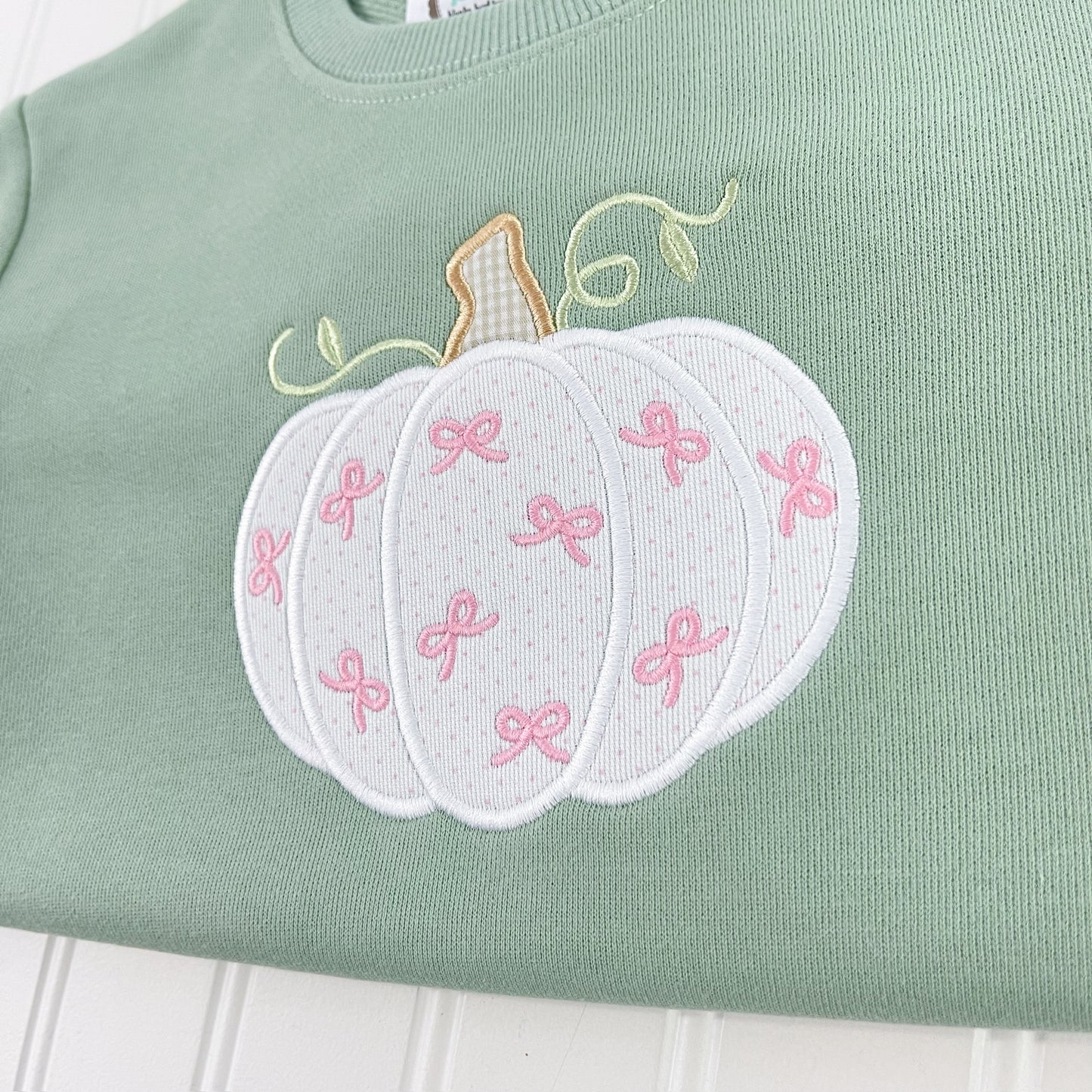 Olive Pumpkin Bow Sweatshirt