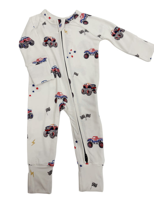 Red, White & Vroom Zipper Pajamas