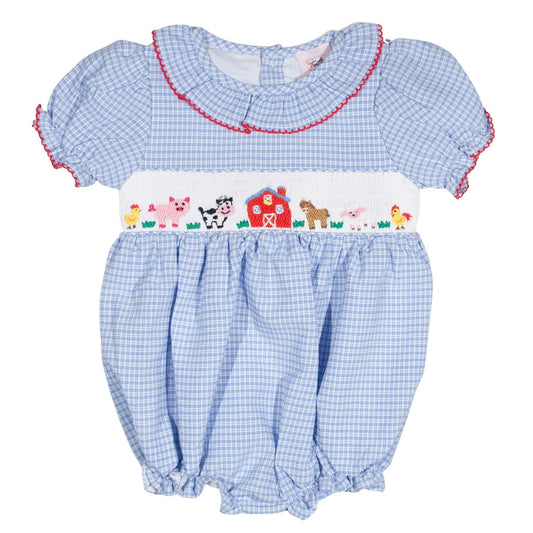 Farm Animal Smocked Girls Bubble