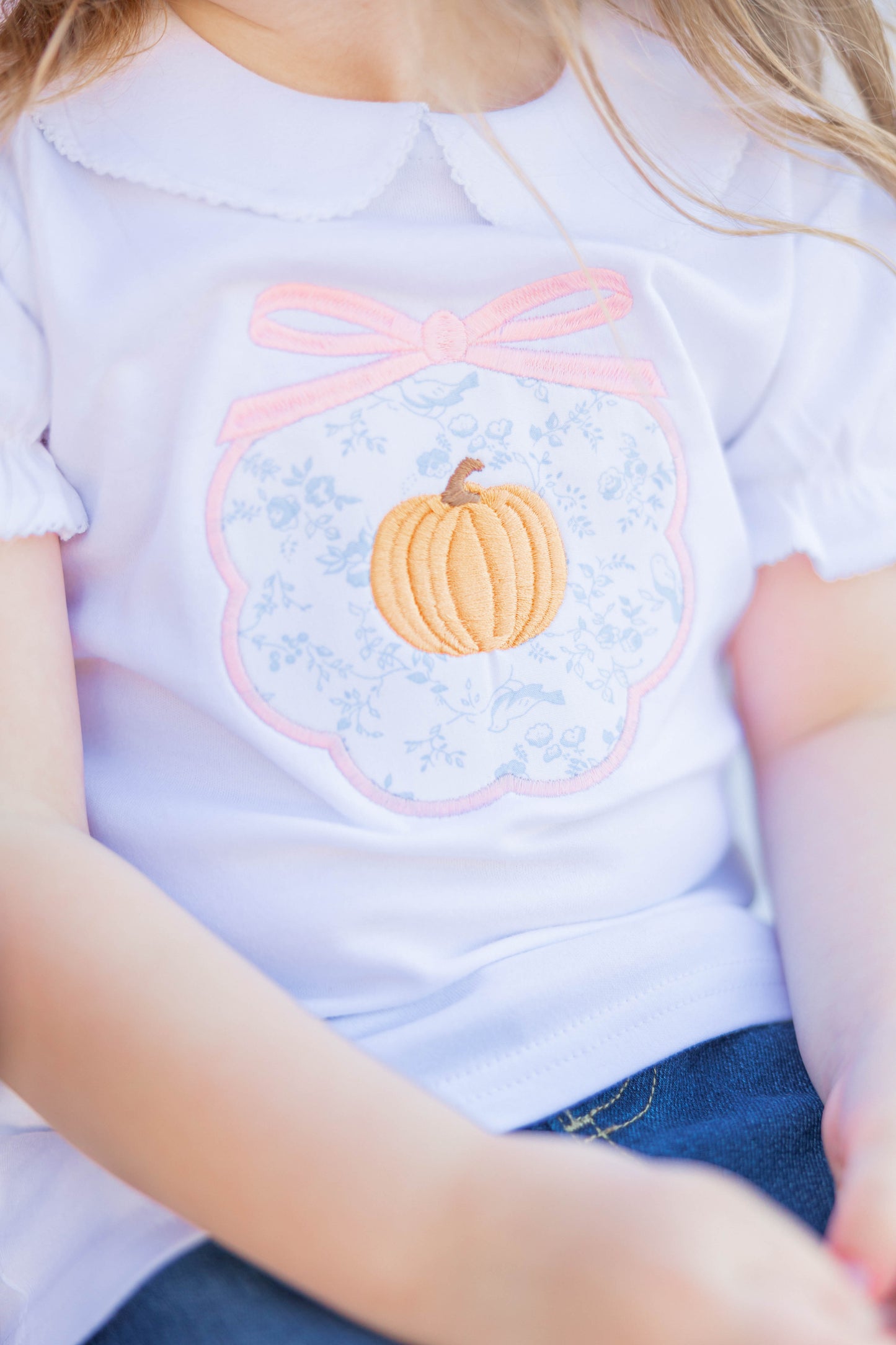 Bow Applique with Mini Pumpkin Shirt