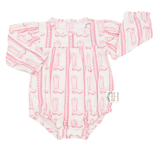 Girls Pink Heart Boots Bamboo Bubble