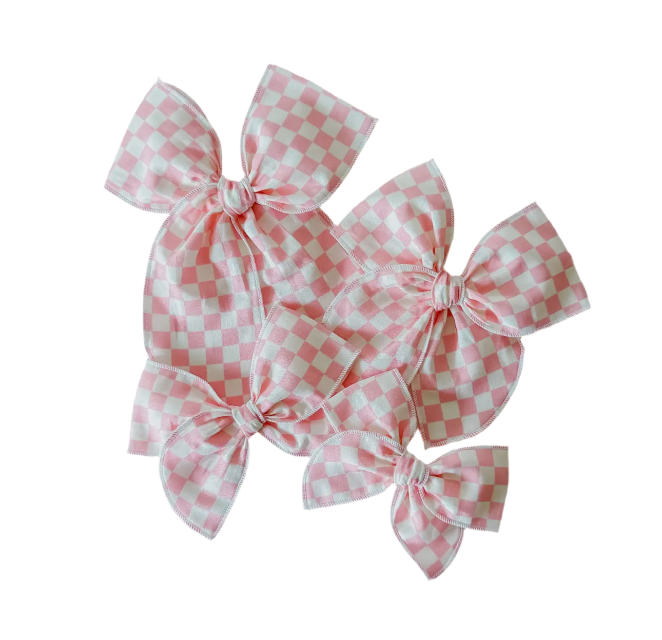 Pink & White Checkered Bow