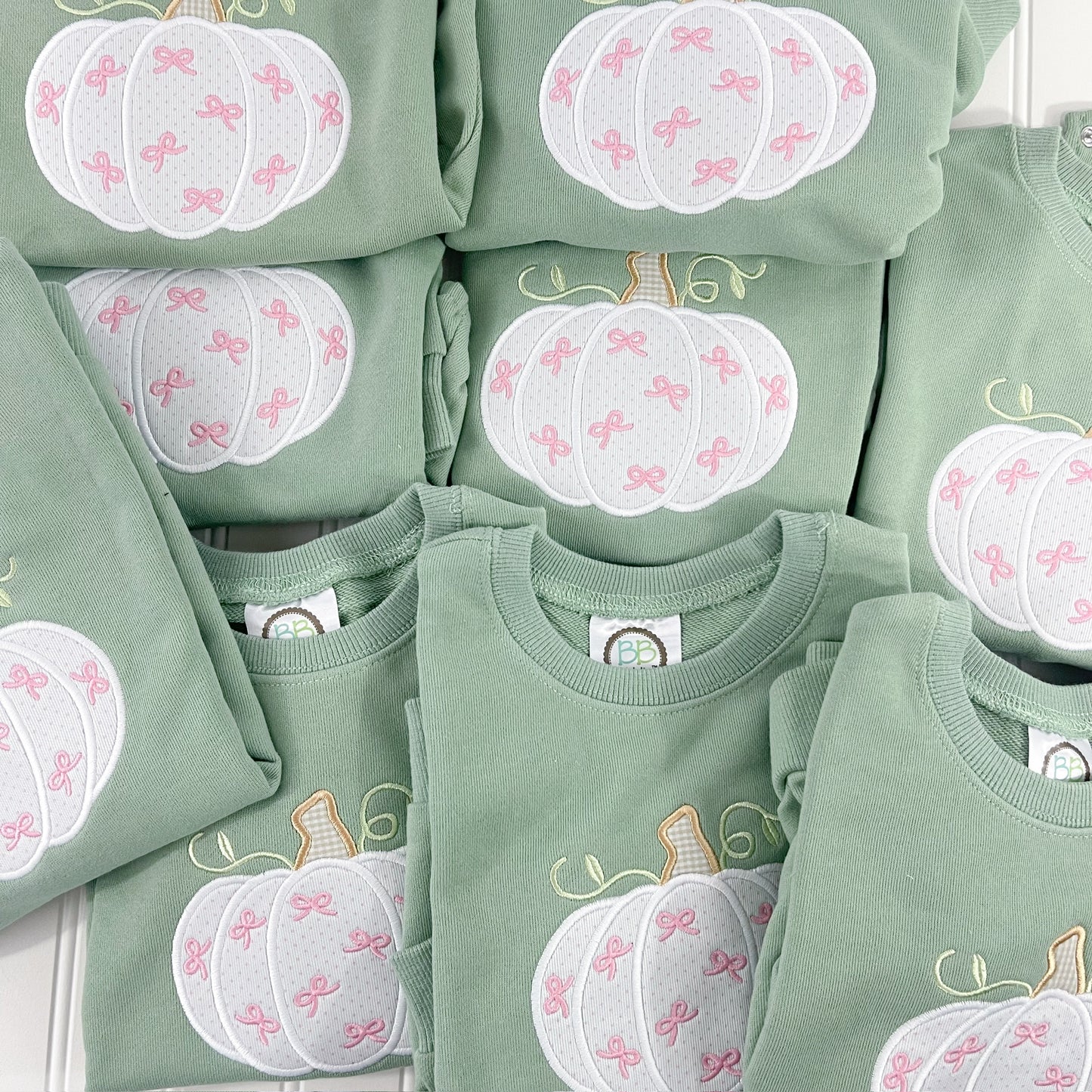 Olive Pumpkin Bow Sweatshirt