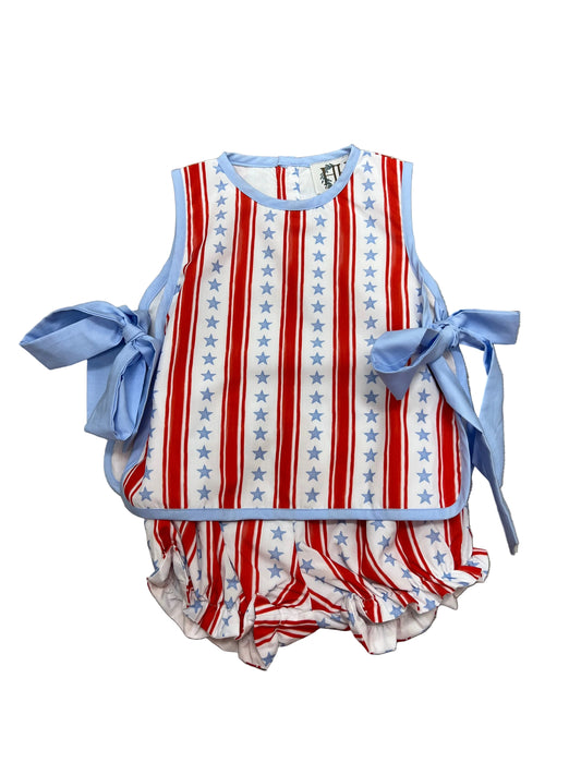 Girls Stars and Stripes Tie Bloomer Set