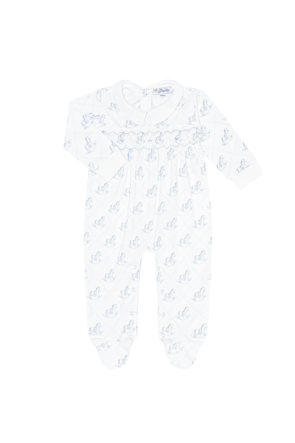 Blue Rocking Horse Smocked Footie