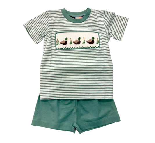 Mallard Duck Smocked Short Set