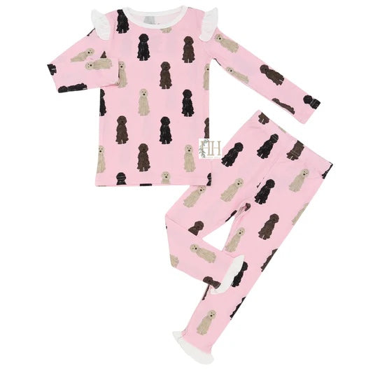Girls Doodle Ruffle Loungewear Set
