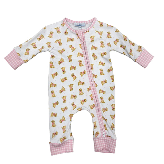 Pink Sweet Golden Print Zip Playsuit