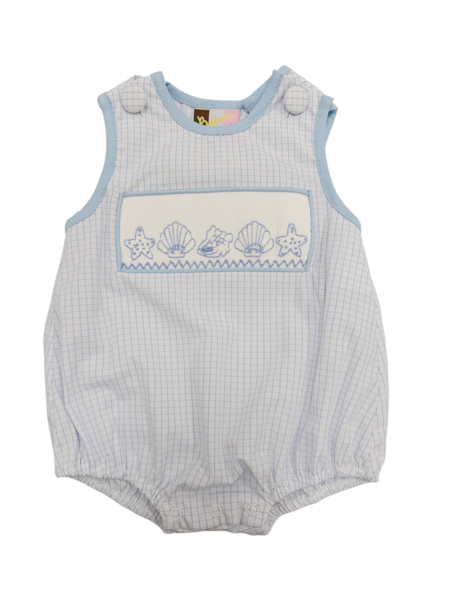 Seashell Smocked Boys Bubble