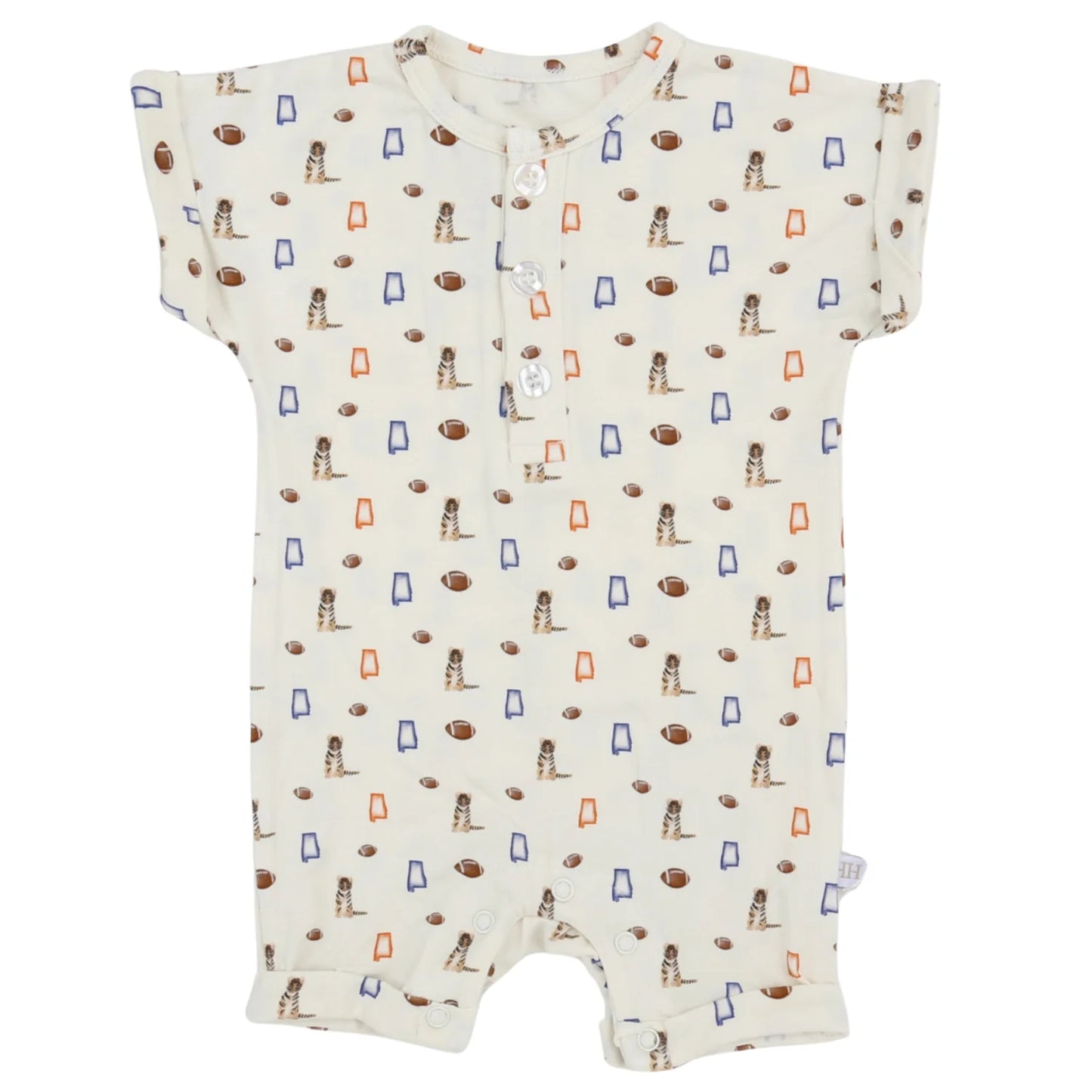Boys Tiger Button Romper